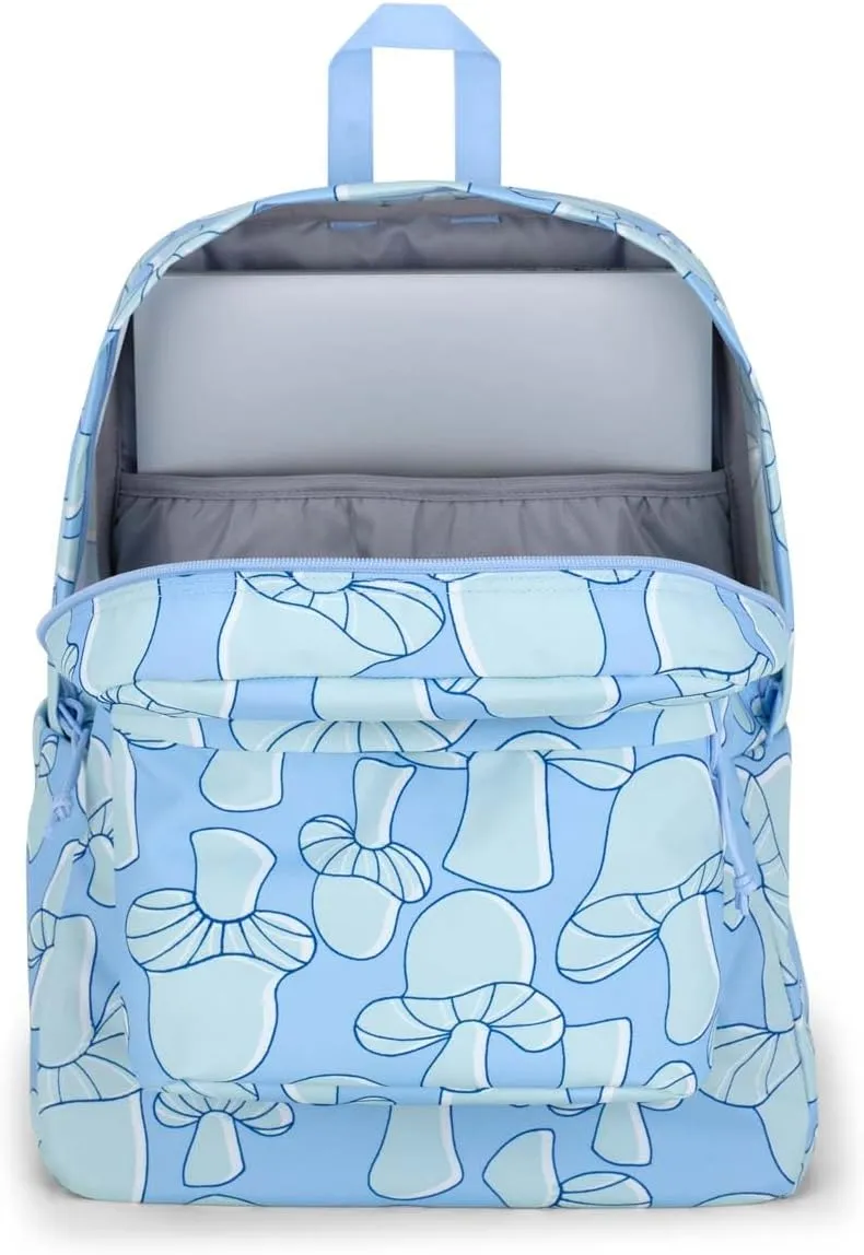 JanSport SuperBreak Plus Backpack with Padded 15-inch Laptop Sleeve and Integrated Bottle Pocket - Spacious and Durable Daypack for Work and Travel - Mushroom Melancholy Blue