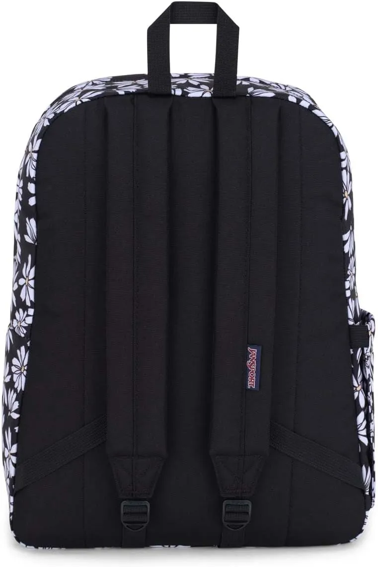 JanSport SuperBreak Plus Backpack with Padded 15-inch Laptop Sleeve and Integrated Bottle Pocket - Spacious and Durable Daypack for Work and Travel - Punk Pansies Black