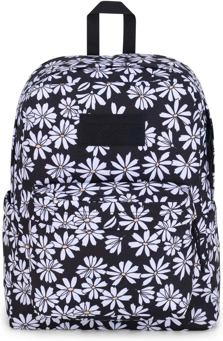 JanSport SuperBreak Plus Backpack with Padded 15-inch Laptop Sleeve and Integrated Bottle Pocket - Spacious and Durable Daypack for Work and Travel - Punk Pansies Black