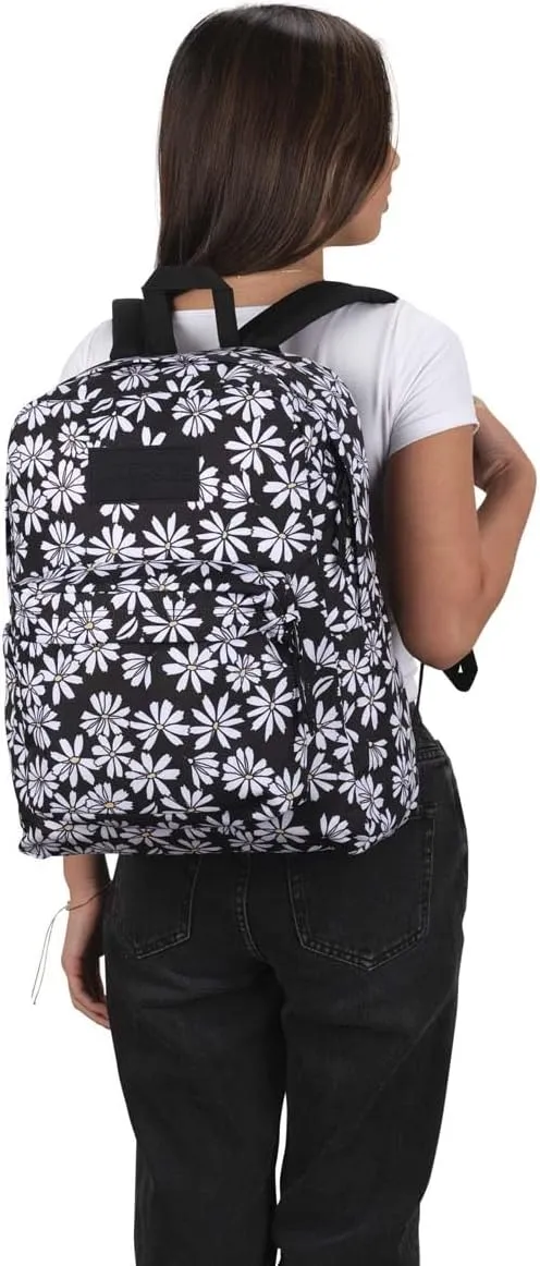 JanSport SuperBreak Plus Backpack with Padded 15-inch Laptop Sleeve and Integrated Bottle Pocket - Spacious and Durable Daypack for Work and Travel - Punk Pansies Black