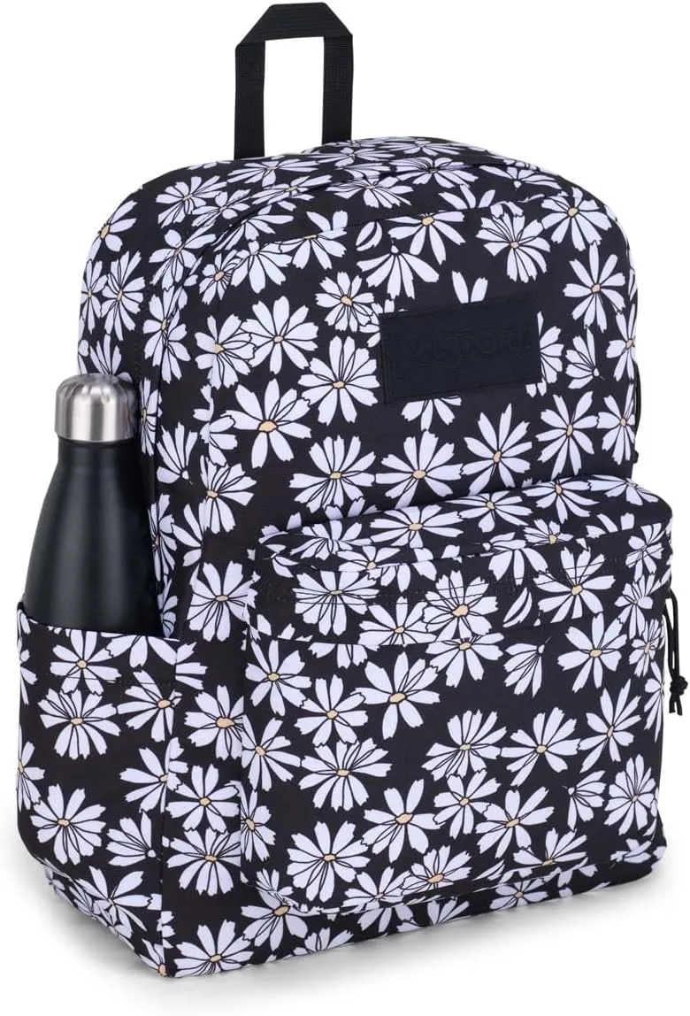 JanSport SuperBreak Plus Backpack with Padded 15-inch Laptop Sleeve and Integrated Bottle Pocket - Spacious and Durable Daypack for Work and Travel - Punk Pansies Black