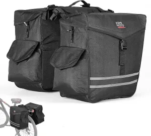 KEMIMOTO Bike Panniers Bag 40L Bicycle Panniers for Rear Rack with Waterproof Rain Cover, Ebike Saddle Bags, Bike Rack Bag, Saddlebags for Bikes, Black Large Capacity Reflective Strip