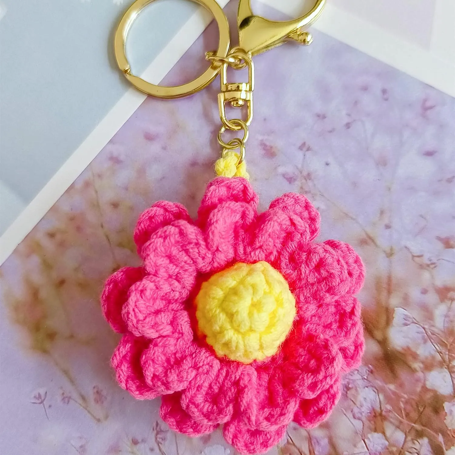 Keychain Handmade Weaving Cute Flower Keychains Gift for Car keys Bag Wallet Purse Women Girls