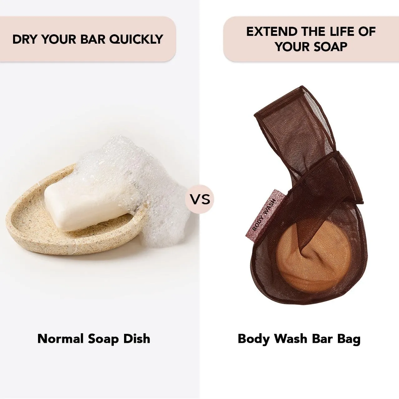Kitsch Bar Soap Saver Bag  Recycled Mesh Beauty Bar Pouch for Body Wash, Conditioner & Shampoo Bars, Holder to Preserve Soap, Eco-Friendly, Patented Bag  Chocolate