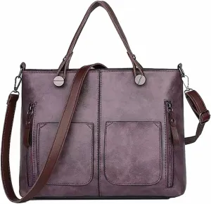 Ladies Vintage Leather Shoulder Bag, Faux Leather Work Bag, Spacious PU Tote Bag, Perfect for Everyday Essentials