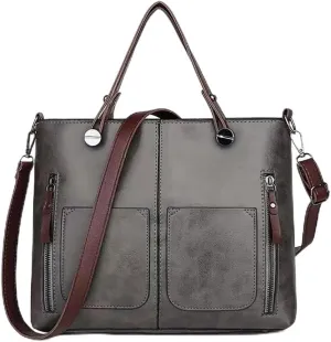 Ladies Vintage Leather Shoulder Bag, Faux Leather Work Bag, Spacious PU Tote Bag, Perfect for Everyday Essentials