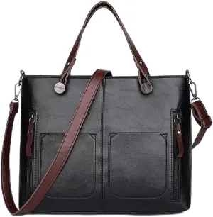Ladies Vintage Leather Shoulder Bag, Faux Leather Work Bag, Spacious PU Tote Bag, Perfect for Everyday Essentials