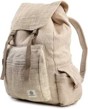 Large Hemp Backpack - Eco Friendly Unisex Rustic Bag Durable Day Backpack by Freakmandu White