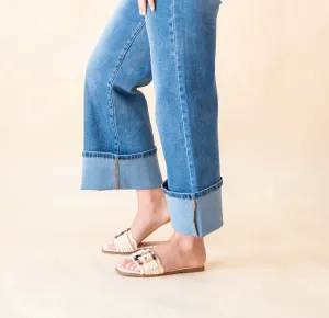Leslie Tortoise Buckle Slide Sandals