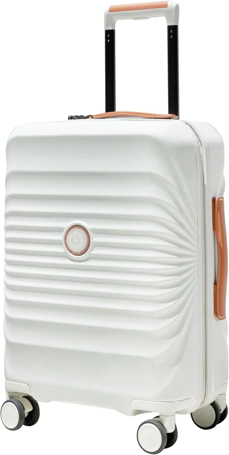 Lightweight 20" Carry-On Luggage with USB Port and Wheel Lock for Travel, Spacious Storage, Creamy White
