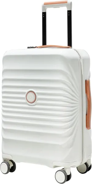 Lightweight 20" Carry-On Luggage with USB Port and Wheel Lock for Travel, Spacious Storage, Creamy White