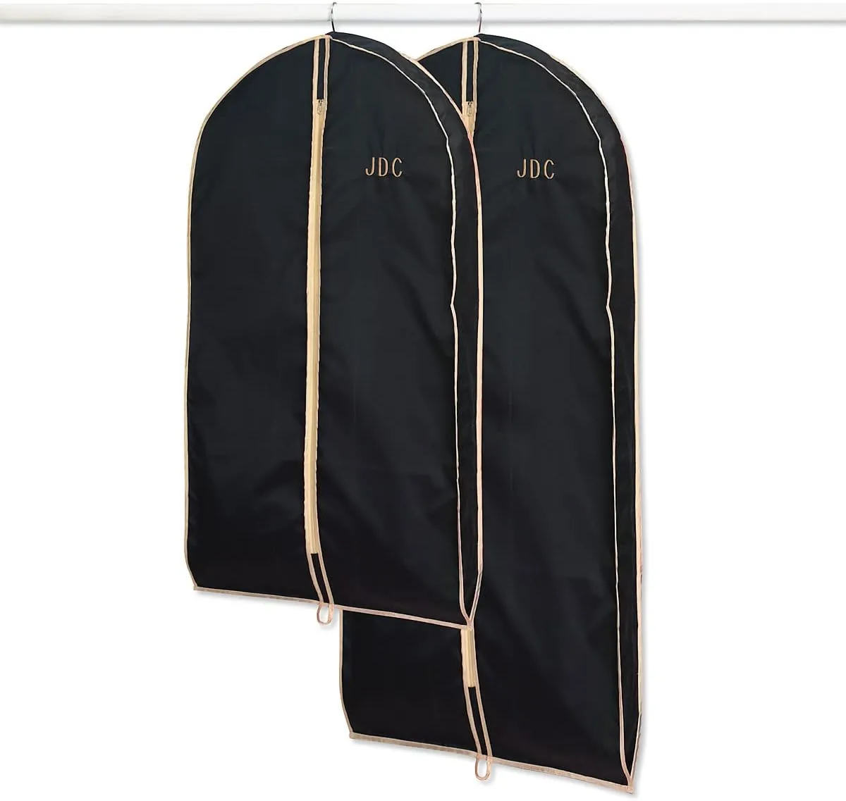 Lillian Vernon Monogram Garment Bag for Men & Women  Personalized 40 Clothing Protector for Suits, Dresses, Gowns, Costumes, & Uniforms, Heavy Duty Black Poly Bags for Travel & Storage