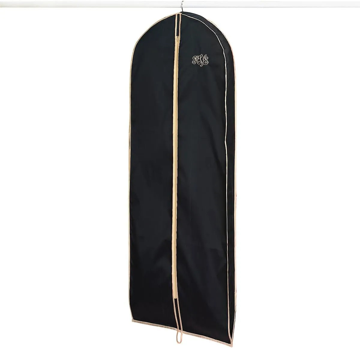 Lillian Vernon Script Monogram Garment Bag for Men & Women  Personalized 60 Clothing Protector for Suits, Dresses, Gowns, Costumes, & Uniforms, Heavy Duty Black Poly Bags for Travel & Storage