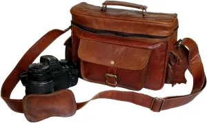Madosh, Genuine Leather Men's Shoulder Crossbody Camera Bag DSLR Protection Briefcase Style Bag
