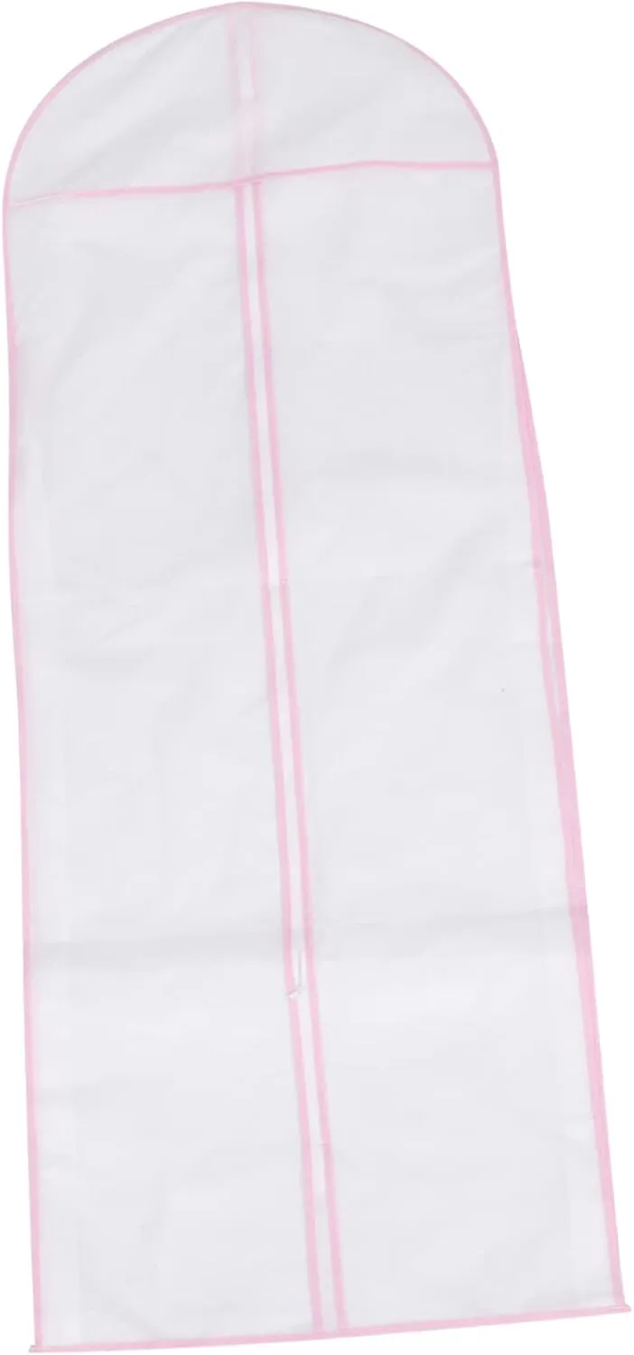 MAGICLULU Garment Bag for Wedding Dress Bridal Storage Cover 150cm Long Nonwoven Pink Edged Dust Cover