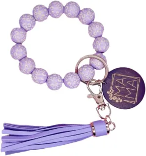 MAMA Keychain Wristlet for Women Wooden Beaded Key Chain Lanyard Bangle Wrist Chain Anti Lost Keyring