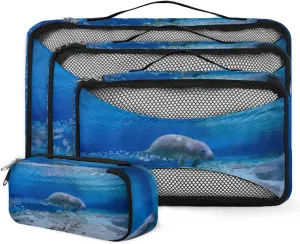 Manatee Ocean 4 Set Packing Cubes for Suitcases Travel Packing Organizers for Travel Accessories Lightweight & Space Saving