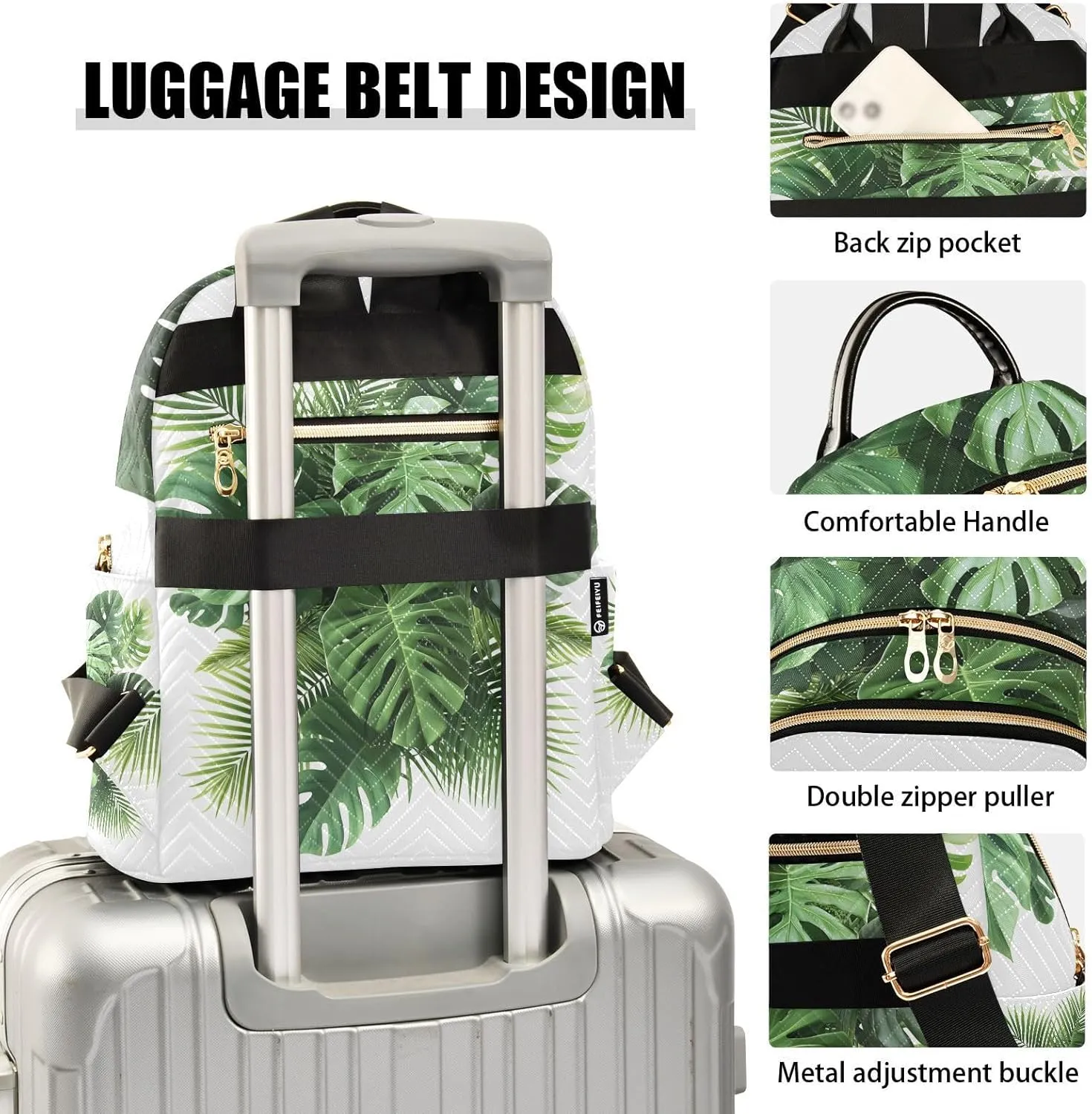 Mini Backpack for Women Plant Leaves Monstera Small Purse Daypacks Stylish Bags Travel Backpacks for College