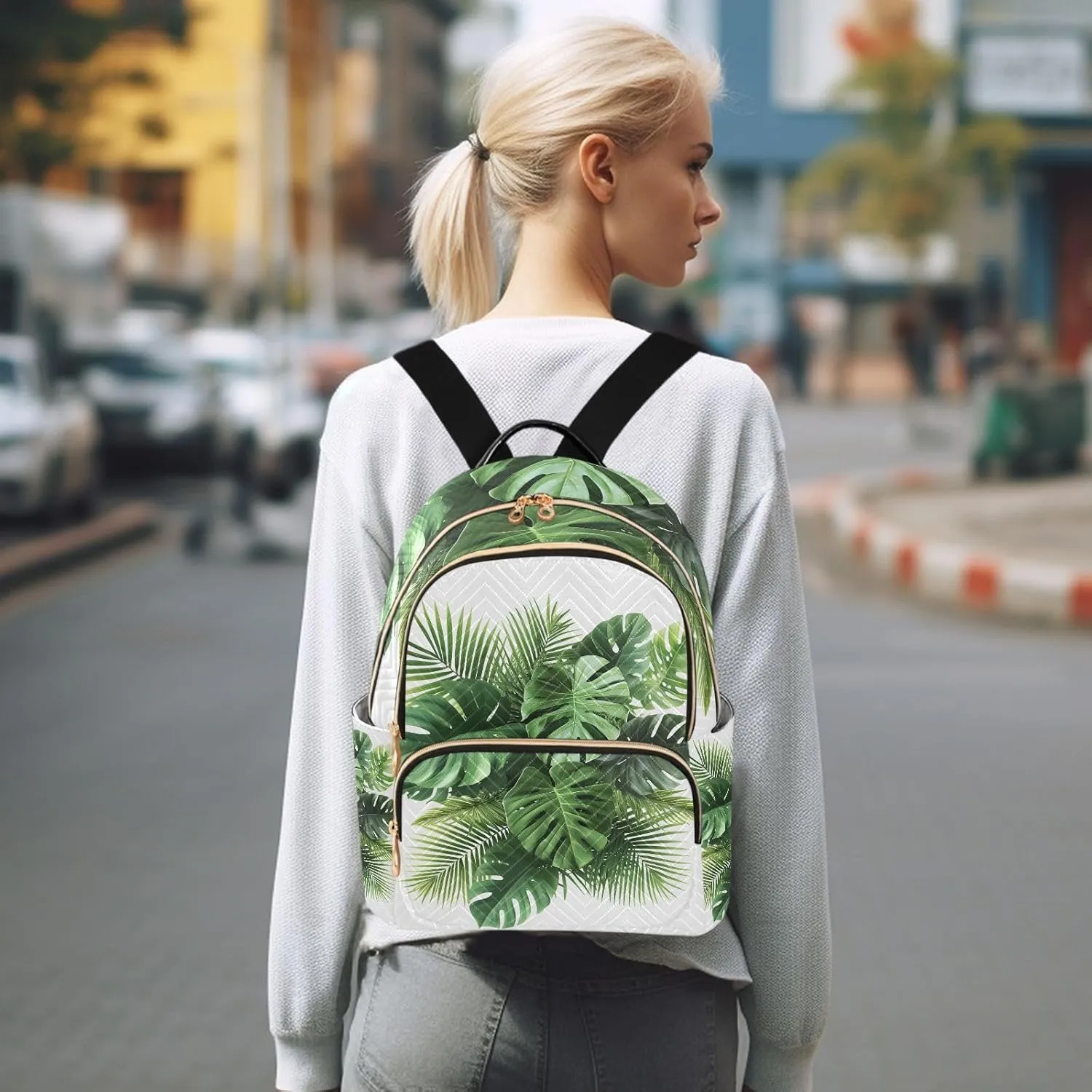 Mini Backpack for Women Plant Leaves Monstera Small Purse Daypacks Stylish Bags Travel Backpacks for College