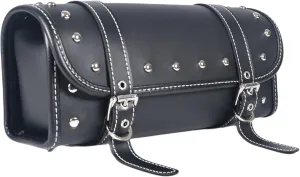 Motorcycle Pvc Faux Leather Tool Bag|Universal Fork Bag|Motorcycle Handlebar Bag|Motorcycle Tool Bag|Motorcycle Roll Bag| Saddlebags|Handlebar Bag| Sissy Bar Storage ToolBag|Black belt|Black38