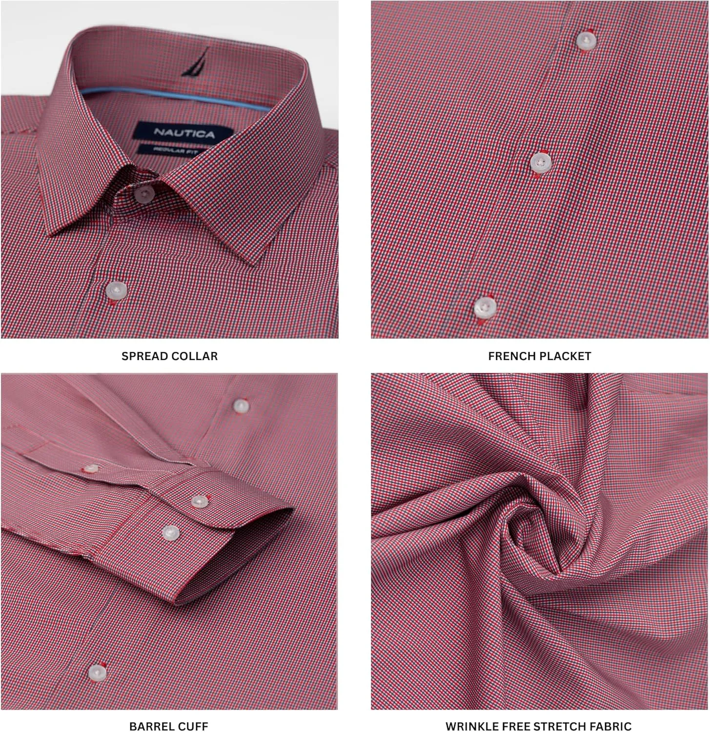 Nautica Slim Fit Mens Dress Shirts Long Sleeve Button Down Wrinkle Free Formal 4-Way Stretch