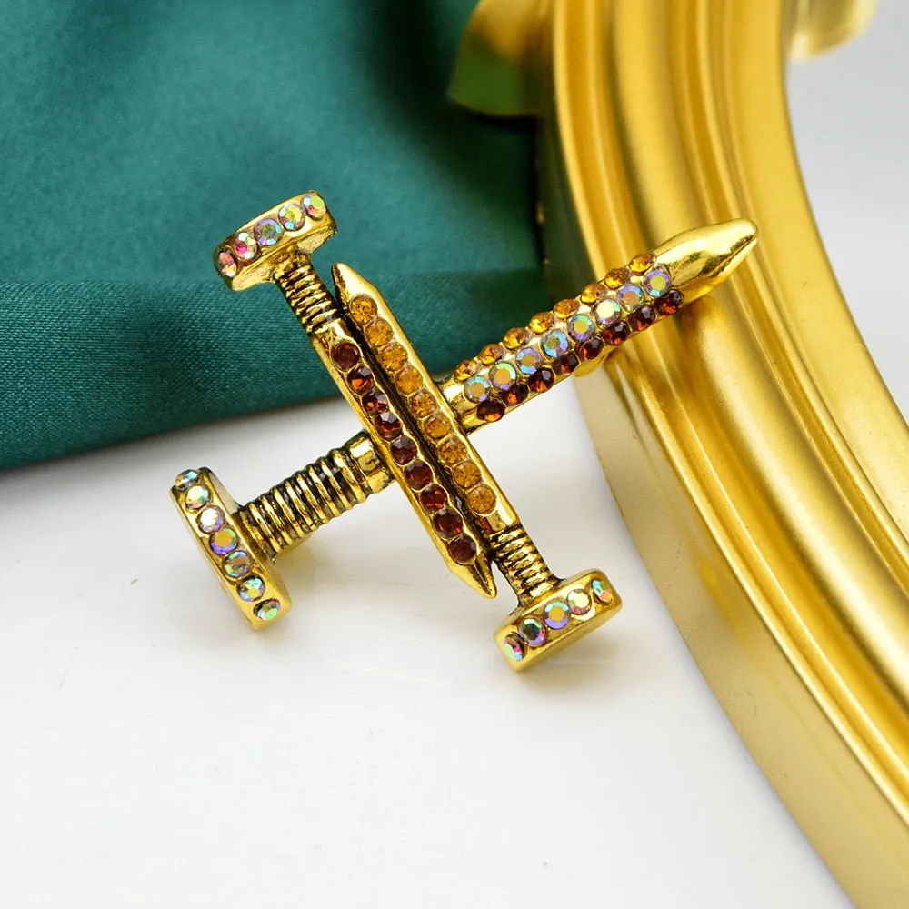 New Creative Cross Rhinestone Brooches