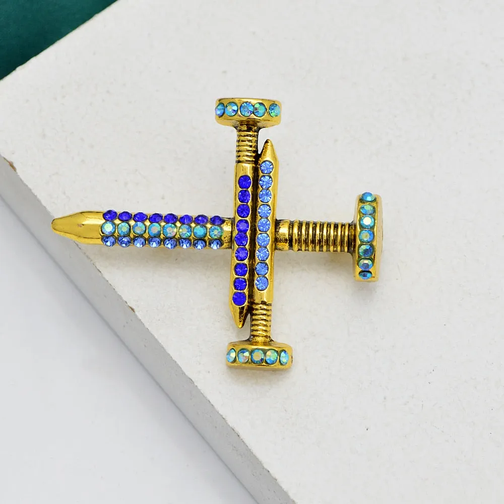 New Creative Cross Rhinestone Brooches
