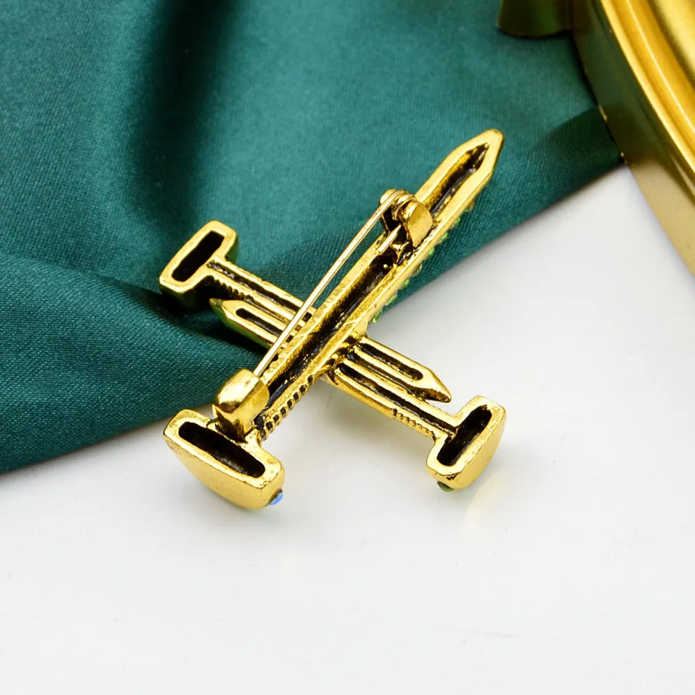 New Creative Cross Rhinestone Brooches