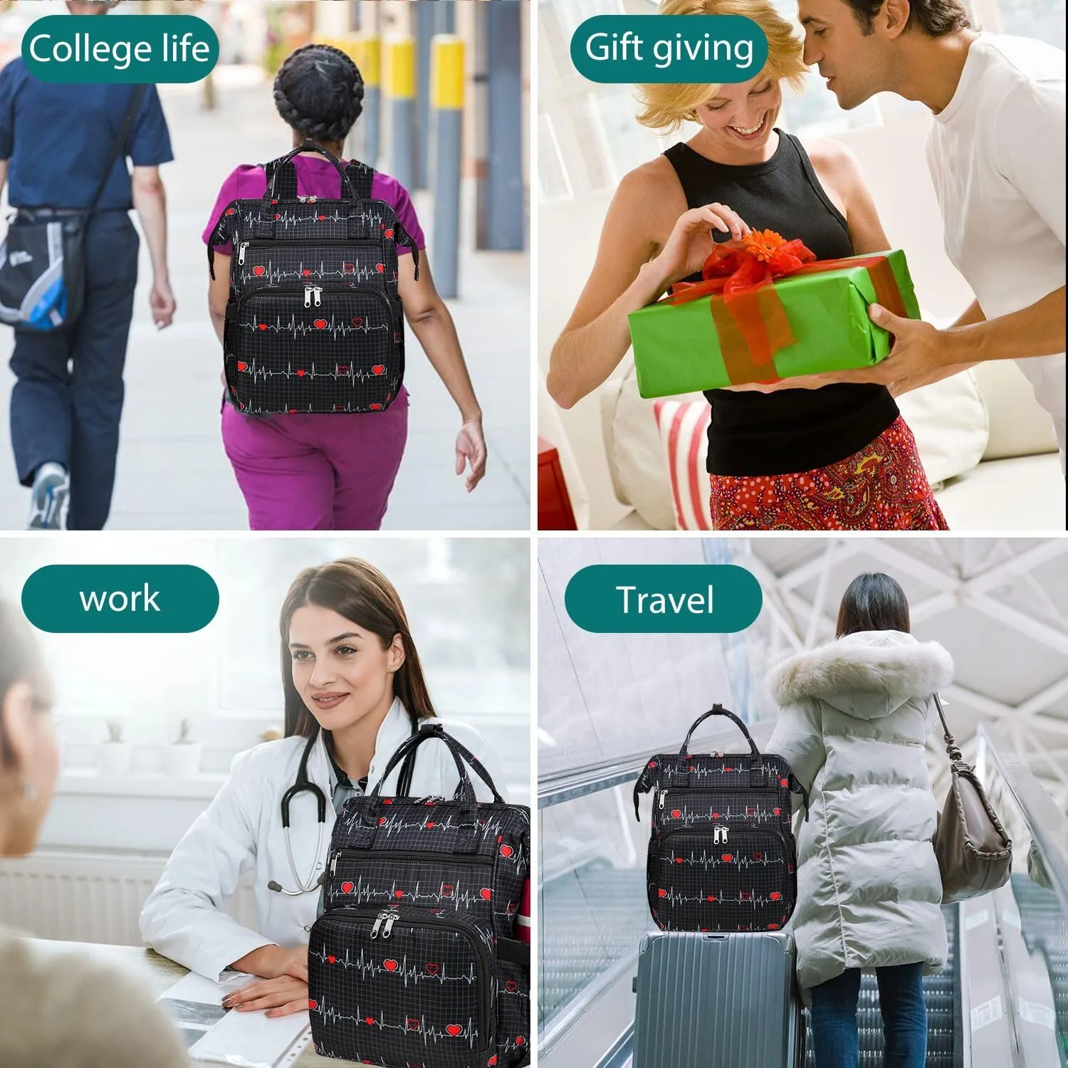 Nurse Backpack Nursing Bags Totes for Nurses Work Medical Home Health Travel Clinical Bookbag Nursing Essentials Supplies College Laptop Compartment Pockets Graduation Appreciation CNA Home Visit Gift