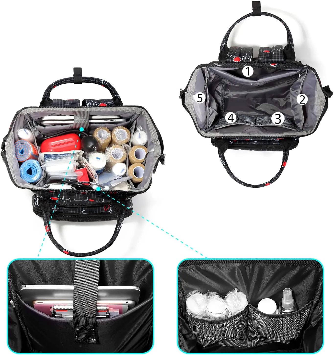 Nurse Backpack Nursing Bags Totes for Nurses Work Medical Home Health Travel Clinical Bookbag Nursing Essentials Supplies College Laptop Compartment Pockets Graduation Appreciation CNA Home Visit Gift