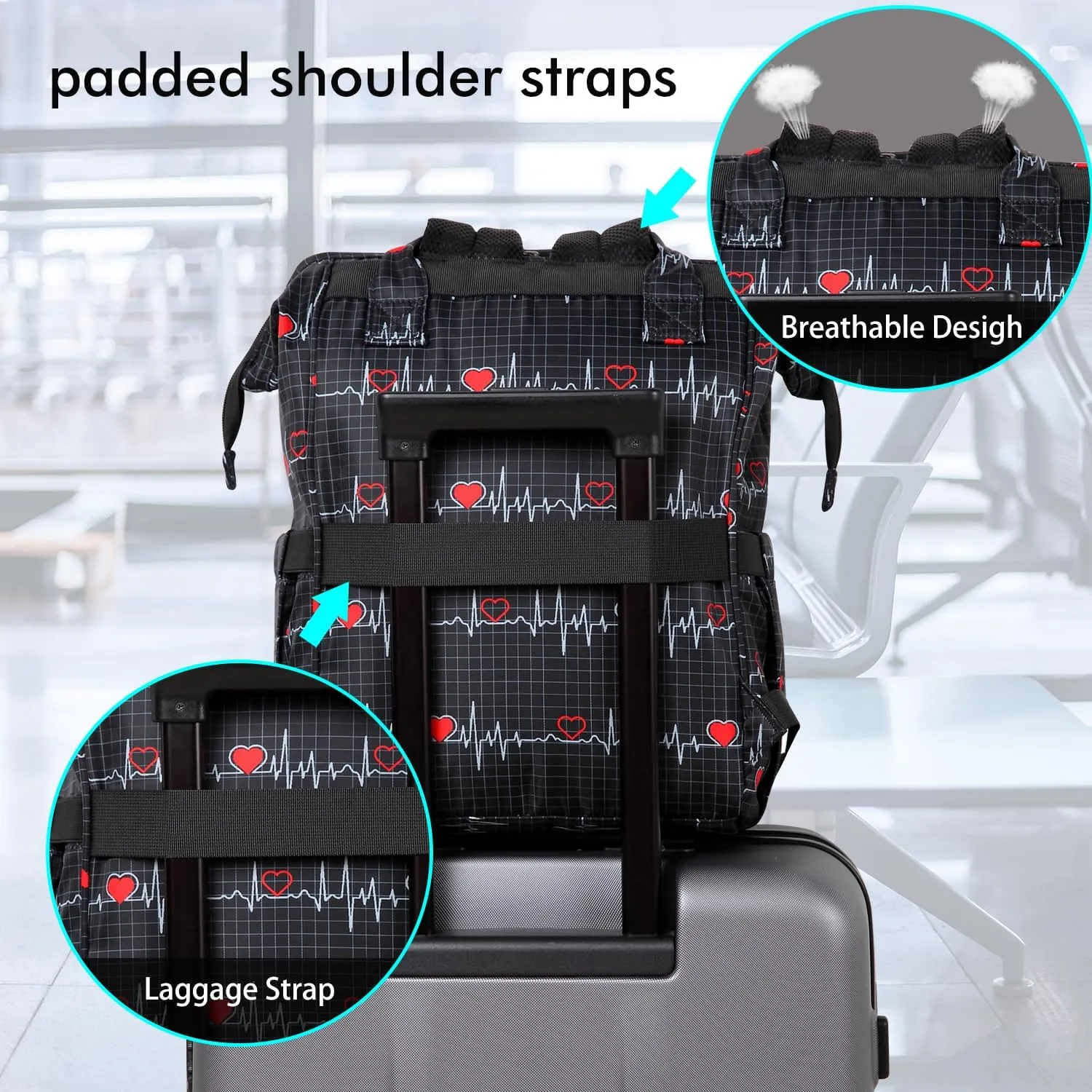 Nurse Backpack Nursing Bags Totes for Nurses Work Medical Home Health Travel Clinical Bookbag Nursing Essentials Supplies College Laptop Compartment Pockets Graduation Appreciation CNA Home Visit Gift
