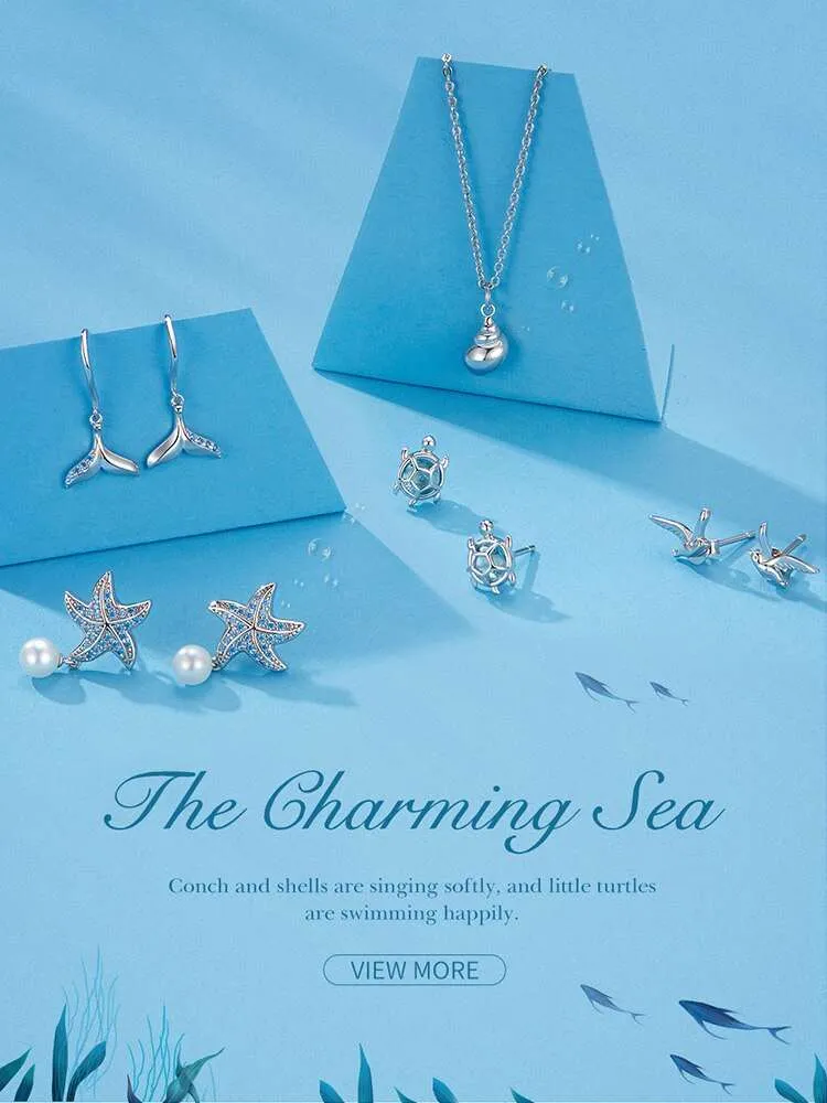 Ocean Blue Turtles Stud Earrings
