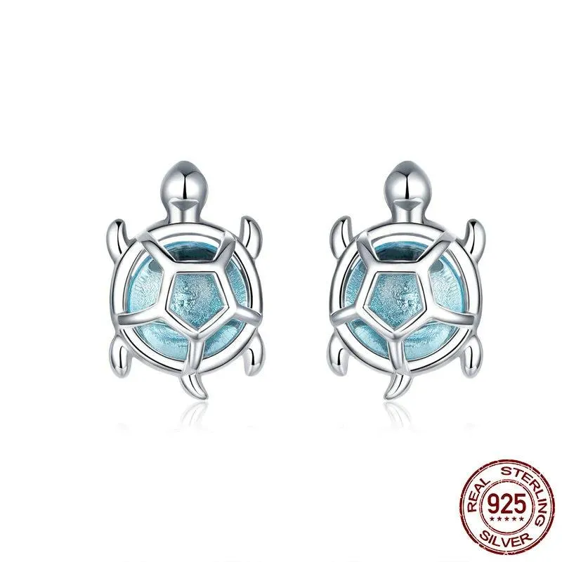 Ocean Blue Turtles Stud Earrings