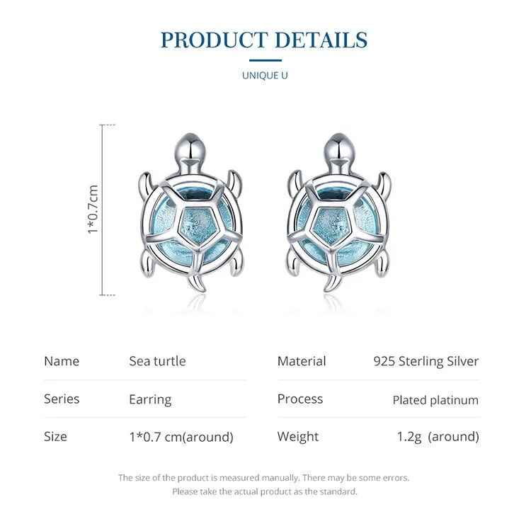 Ocean Blue Turtles Stud Earrings