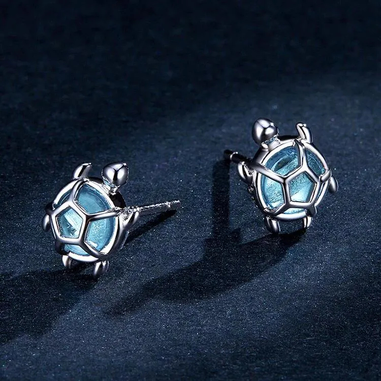 Ocean Blue Turtles Stud Earrings