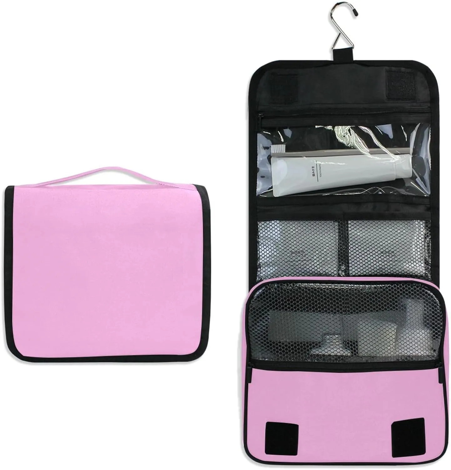 ODAWA Pearl Pink Toiletries Bag Large Capacity Hanging Cosmetic Case Spacious Toiletry Bag for Women and Men