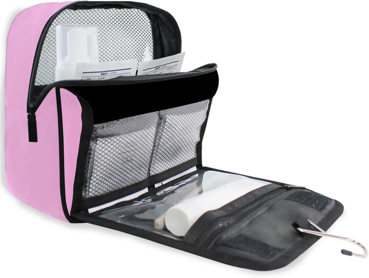 ODAWA Pearl Pink Toiletries Bag Large Capacity Hanging Cosmetic Case Spacious Toiletry Bag for Women and Men