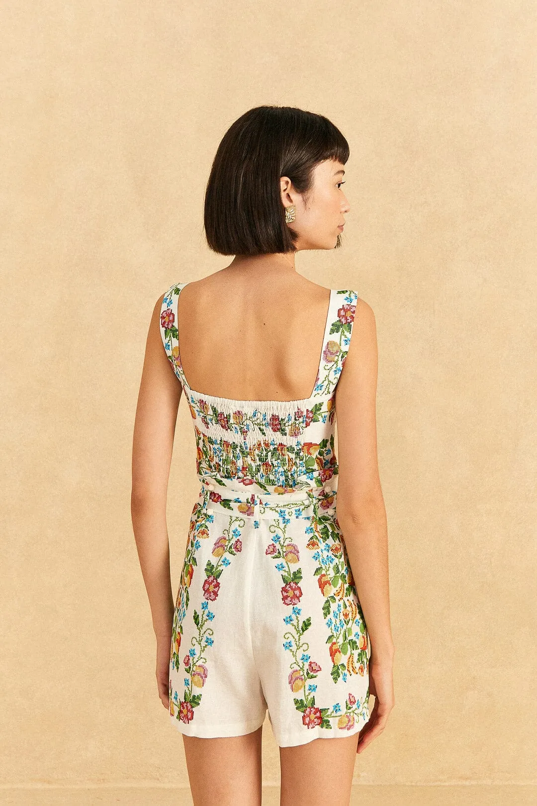 Off-White Tropical Romance Romper
