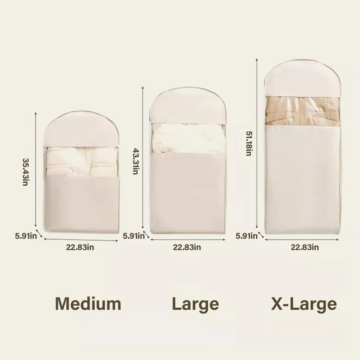 Otherwise Garment Bag, Space Saving Hanging Garment Bag with Self Compression Zipper, 2025 New Space Saving Hanging Protector, Winter Coat Storage, Heavy Duty Garment Bags(Beige*2, Large)