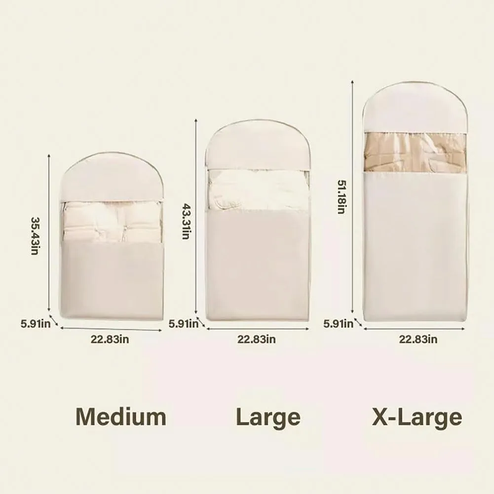 Otherwise Garment Bag, Space Saving Hanging Garment Bag with Self Compression Zipper, Dust Cover Clothes Bags for down Coat, Space Saving, Protects Clothes from Wrinkles (Beige, All Size-3Pcs)