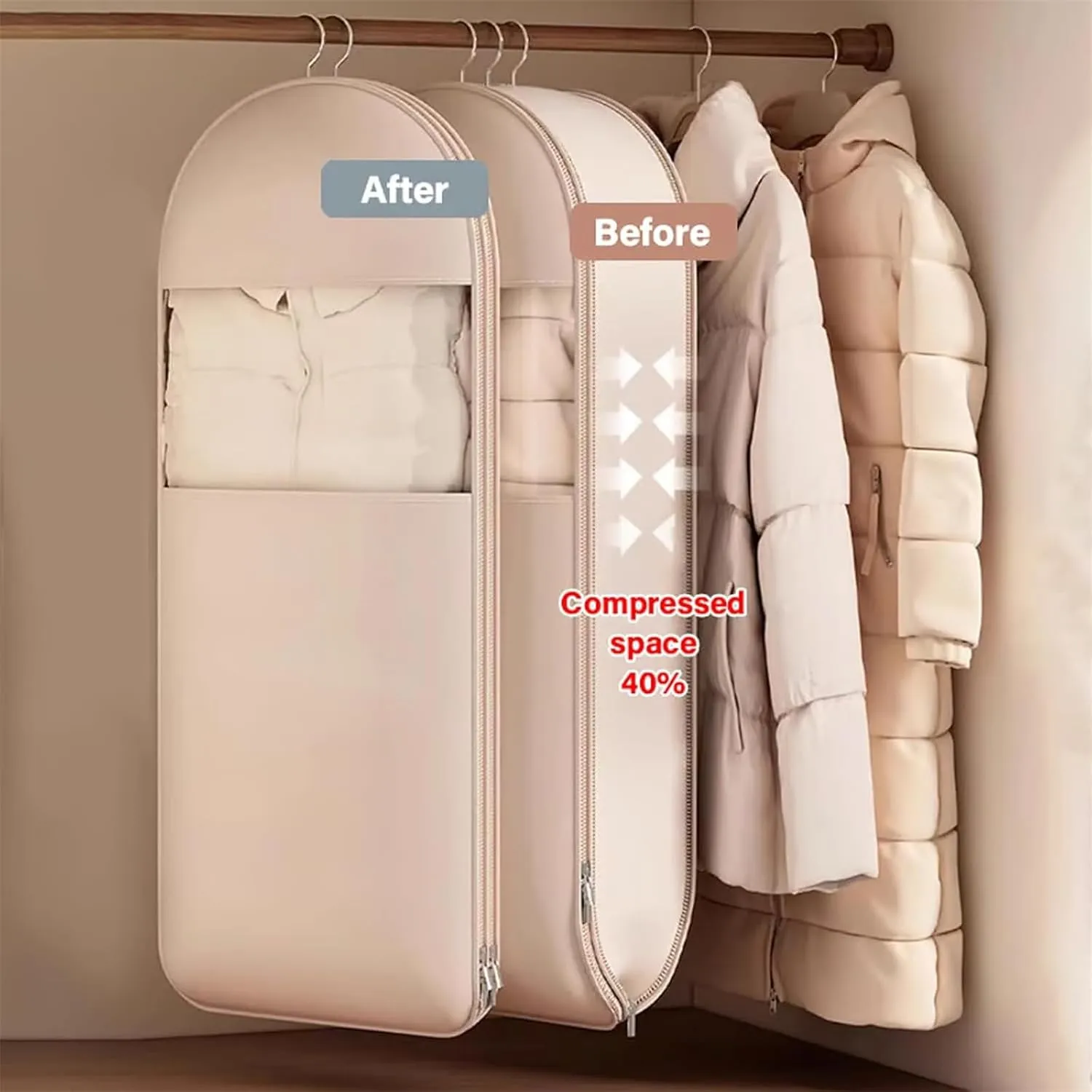 Otherwise Garment Bag, Space Saving Hanging Garment Bag with Self Compression Zipper (Pink, Medium)