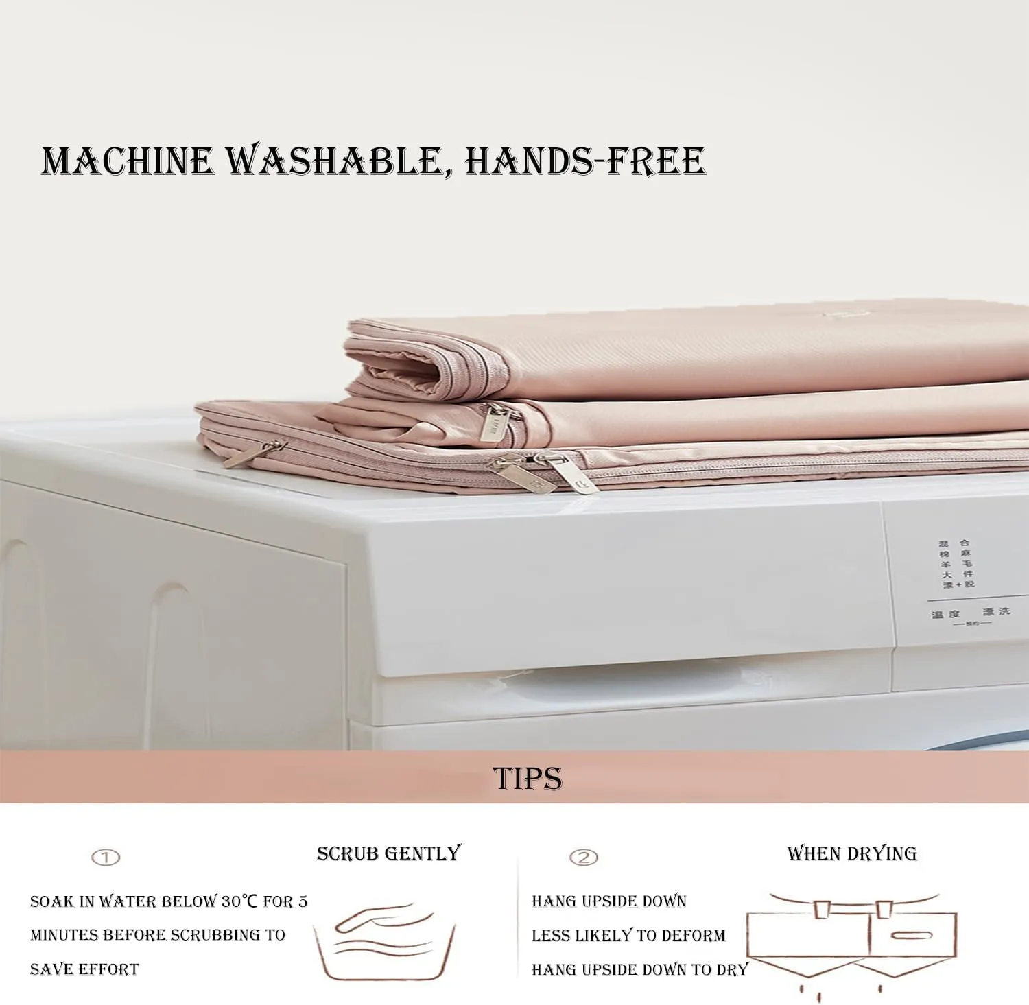 Otherwise Garment Bag, Space Saving Hanging Garment Bag with Self Compression Zipper, Upgrade Space Saving Garment Bags Hanging, Dust Cover Clothes Bags for Down Coat (Beige - Small)