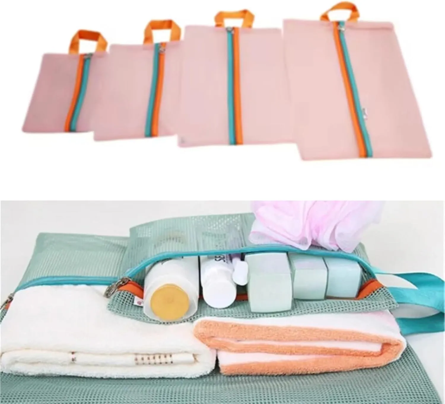 Pack of 4 Sturdy Meshes Travel Organizers Bags Accessory for Luggage and Home Storage Portable and Breathable Designs