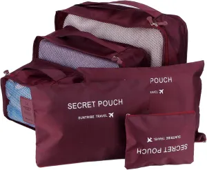 Packing Cubes for Suitcases, 6 Set Storage Bag Clothing Sorting Bag Luggage Suitcase Packing Organizer Accessories Bags Packing Cubes for Travel Luggage Organizer (Wine Red)