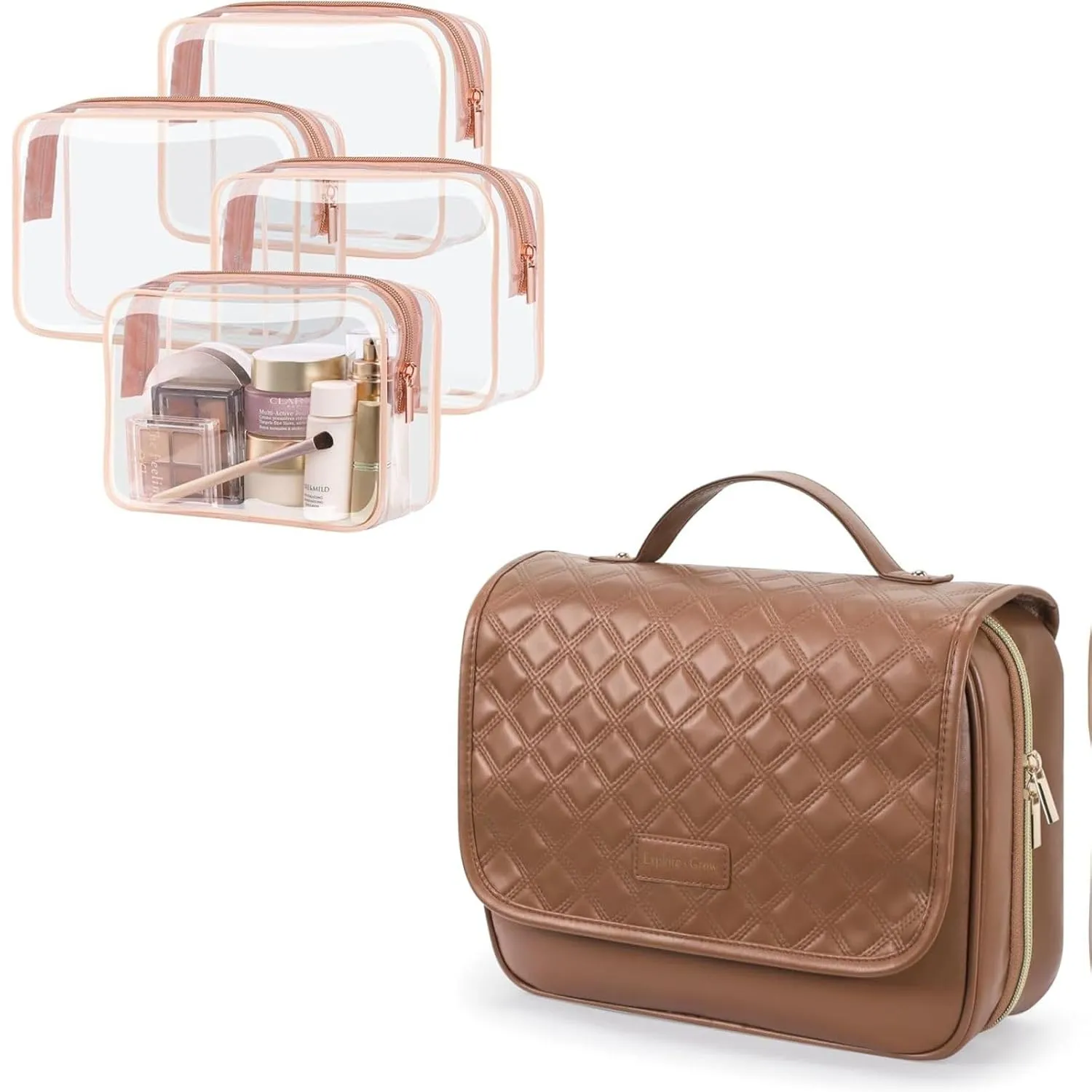 PACKISM Hanging Travel Toiletry Bag and TSA Approved Clear Bag, Bundle Sales