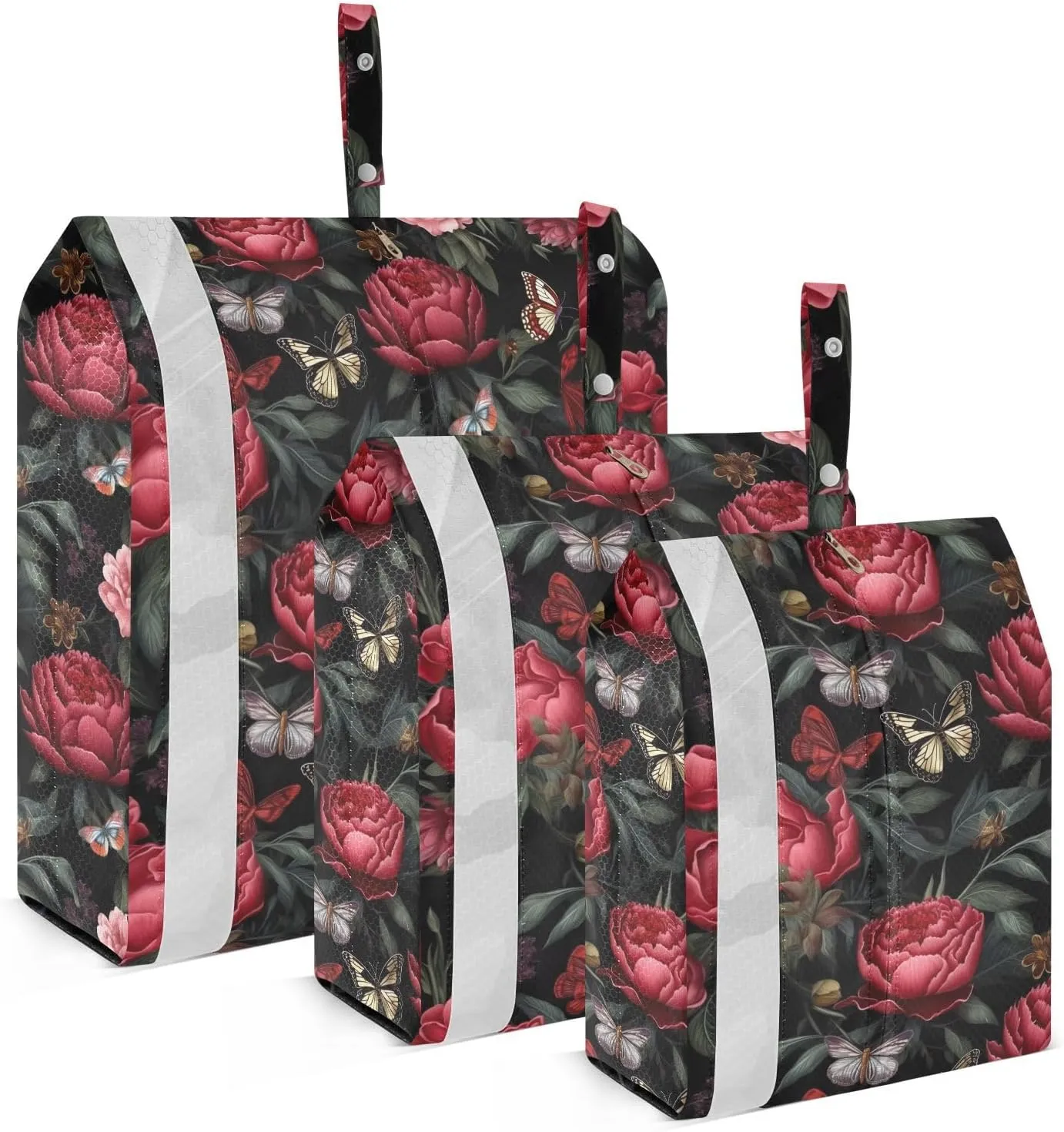 Peonies Butterflies Packing Cubes for Travel 3 Set Travel Compression Bags Luggage Organizer Bags for Suitcase