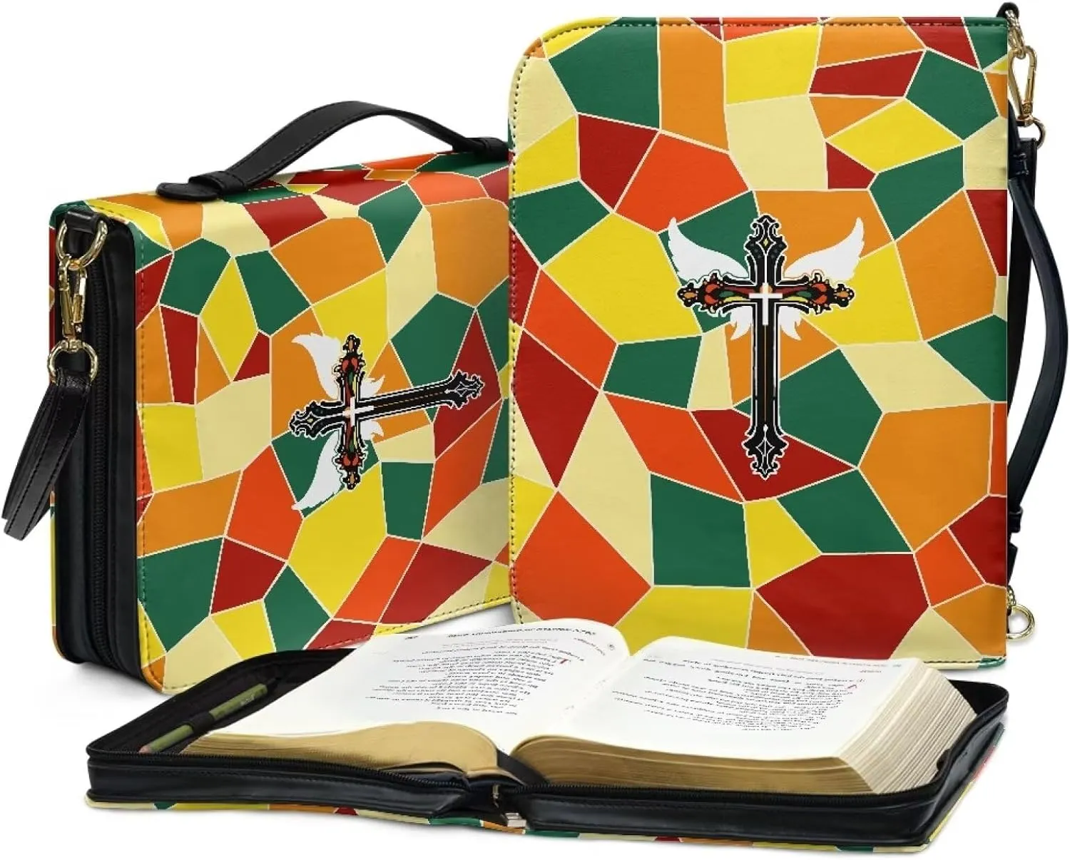 Personalized PU Bible Cover with Strap Church Book Cover,Custom Carrying Bible Case Bible Protective