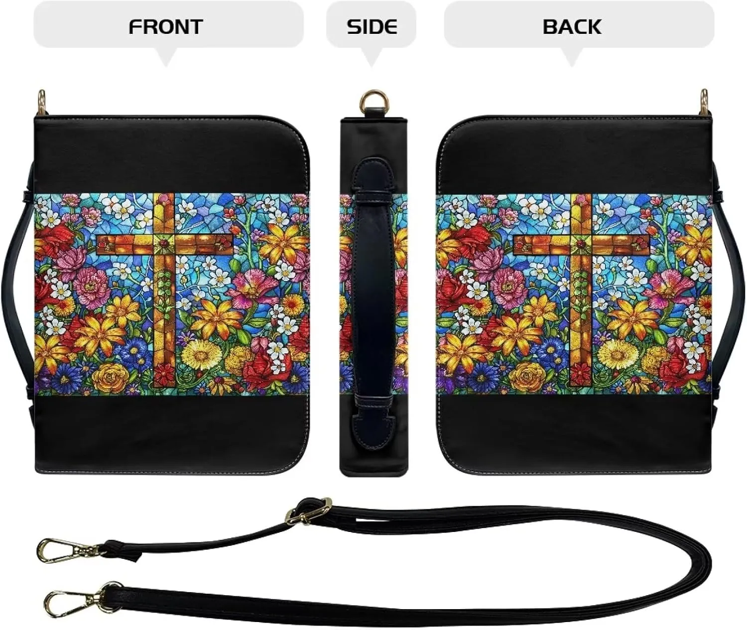 Personalized PU Bible Cover with Strap Church Book Cover,Custom Carrying Bible Case Bible Protective