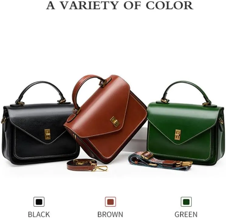 POPSEWING Genuine Leather Messenger Bag Small Classic & Stylish Bag for Woman Shoulder Bag