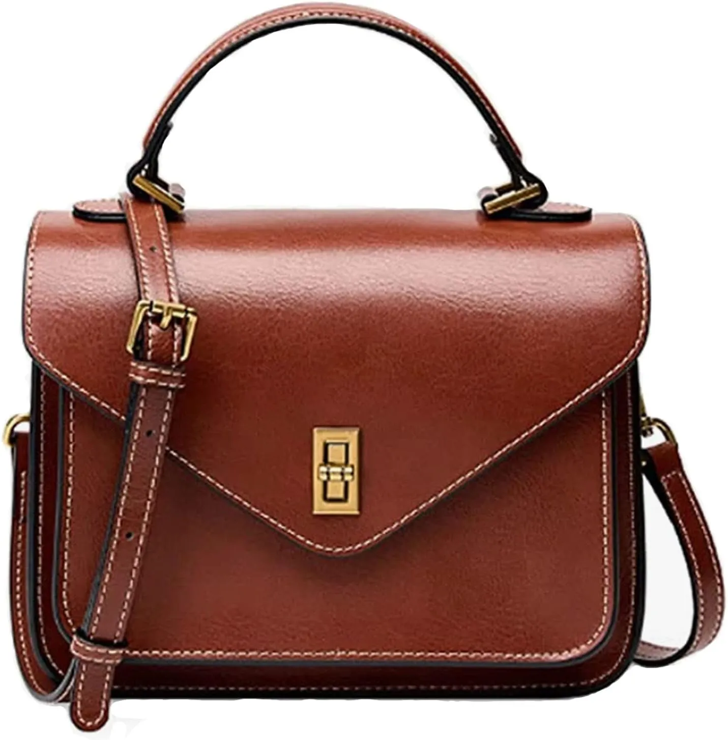 POPSEWING Genuine Leather Messenger Bag Small Classic & Stylish Bag for Woman Shoulder Bag
